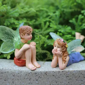 Resin Fairy Statue Decorations, Outdoor Garden Yard Ornaments, Comfortable Flower Pot Gardening Accessories, Four Seasons Fantasy Landscape, Exterior Decorative Statues