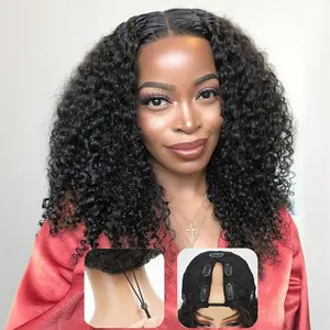 [V Part Wig] Gabrielle Hair 180% Density Glueless V part wig Human Hair Deep Wave with Drawstring for Women No Leave Out No Sew In Glueless Curly V Part Human Hair Wig