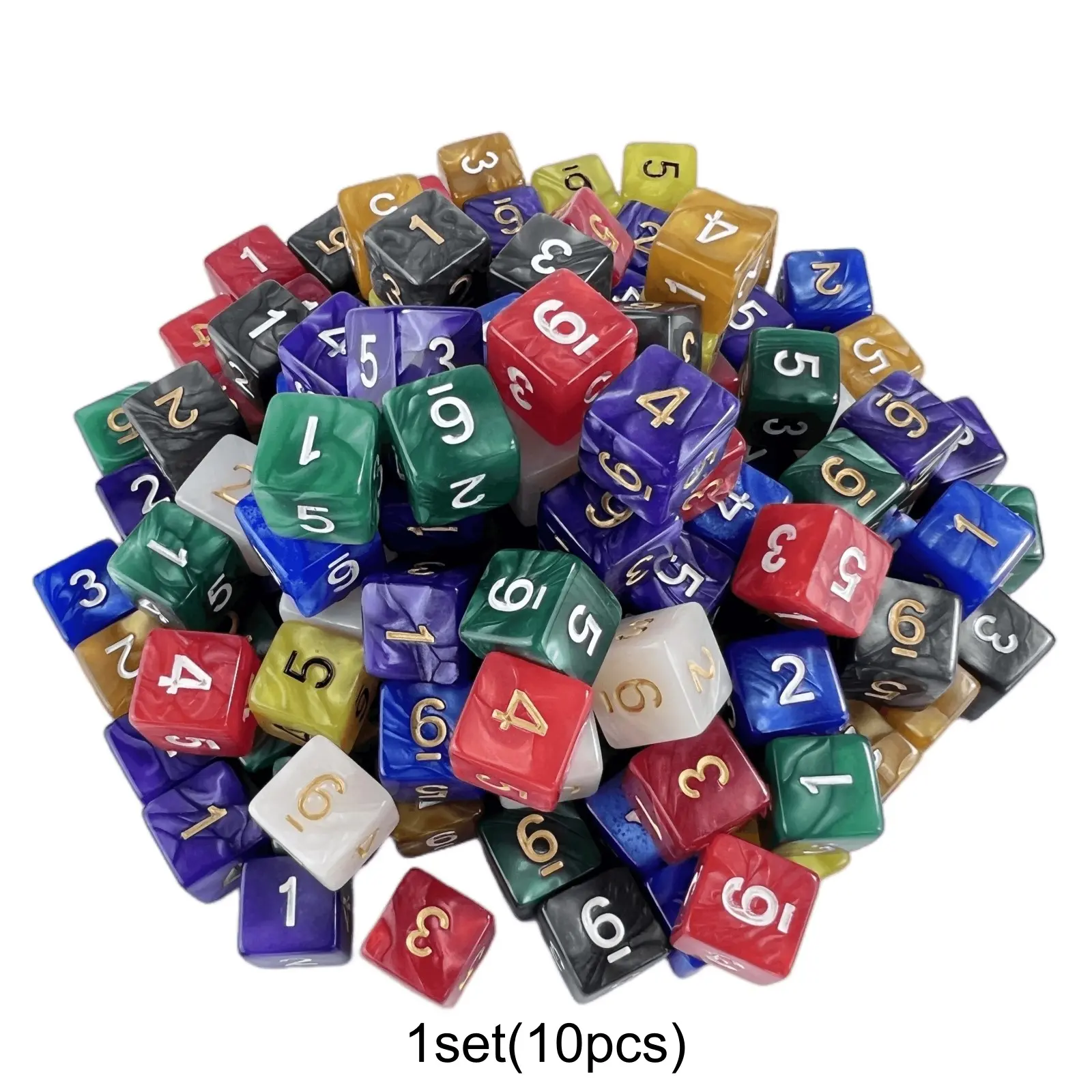 10pcs Acrylic Dice Set, 6-Sided Numbered Dices for Tabletop Games, Dnd Rpg Accessories, Math Teaching Tools, Gaming Essentials