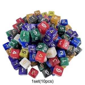 10pcs Acrylic Dice Set, 6-Sided Numbered Dices for Tabletop Games, Dnd Rpg Accessories, Math Teaching Tools, Gaming Essentials