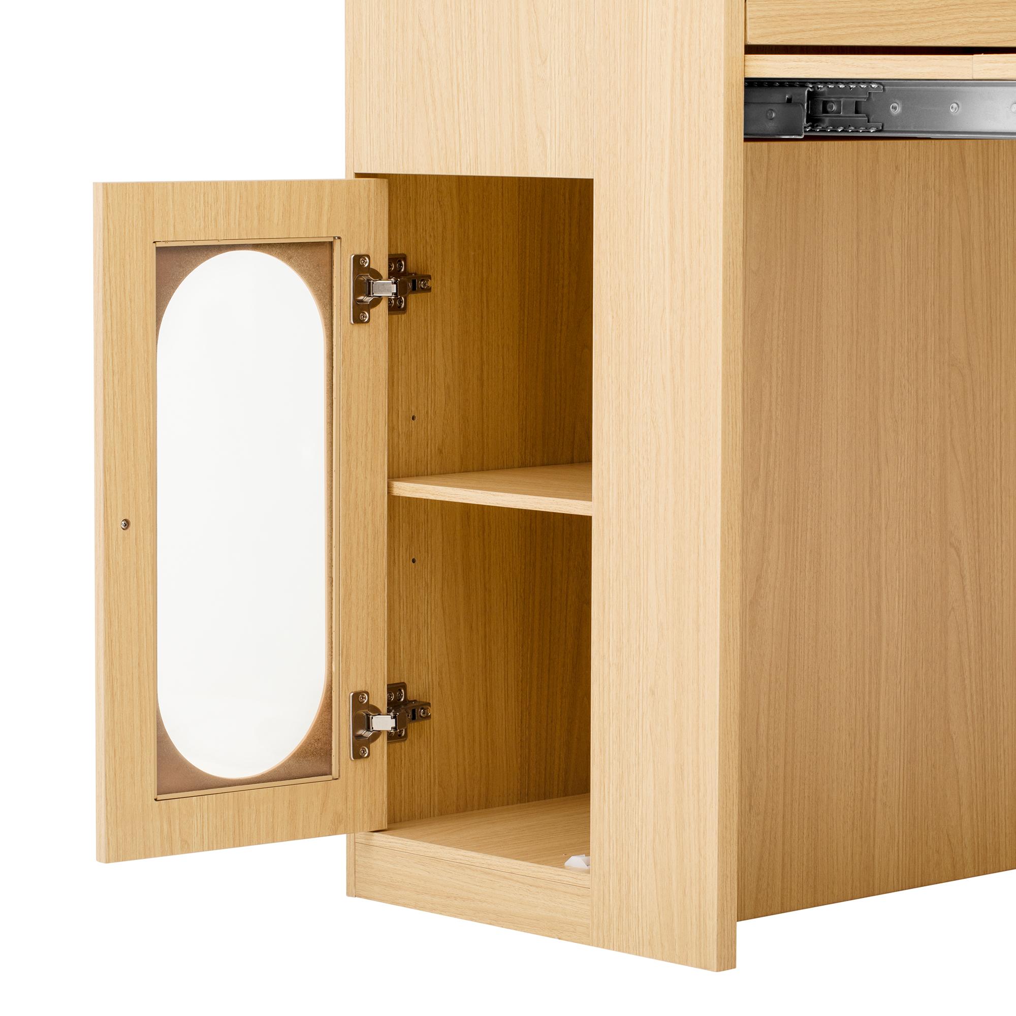 Rolling Kitchen Island & Extendable Dining Table with Folding Top & Power Outlet, Mobile Sideboard with Drawers, Hooks & Storage for Kitchen & Dining Room