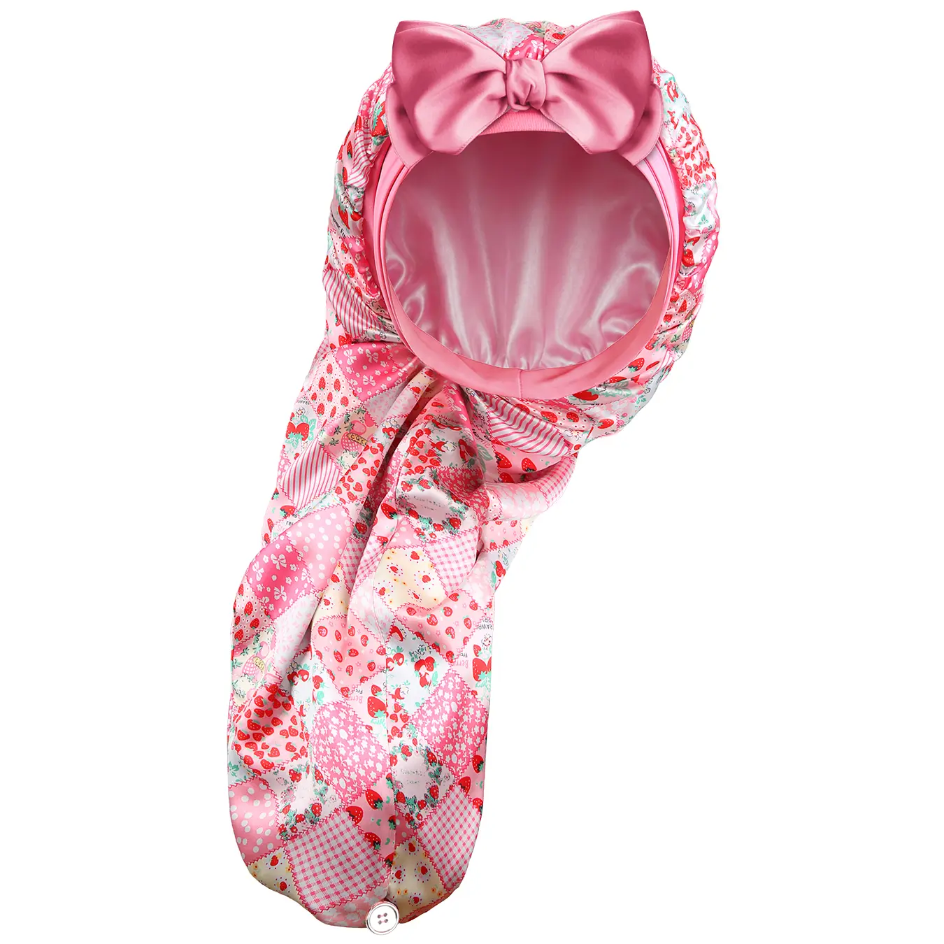Bow Satin Bonnet for Sleeping, Extra Large Double Layer Silk Hair Wrap with Long Tail Tie for Curly Hair & Braids