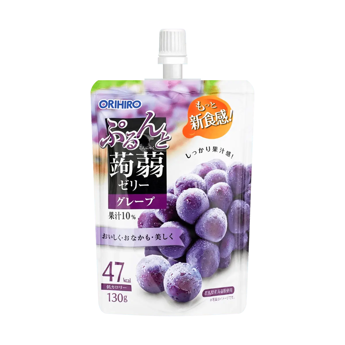 ORIHIRO Konjac Jelly Drink - Grape Flavor, Low Calorie, Fat-Free, 130g