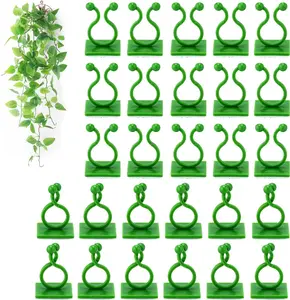 100Pcs Plant Climbing Wall Fixture Clips,Plant Fixer Invisible Wall Vines Fixing Clips Self-Adhesive Clips Plant Vine Traction for Indoor Outdoor Decoration and Cable Wire Fixing (Green)
