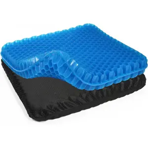Gel Seat Cushion for Long Sitting, Pressure Relief for Back, Sciatica, Coccyx, Tailbone Pain-2.4" Super Thick, Breathable, Cooling Cushion for Office Chair, Wheelchair, Car, Truck and Desk Chairs