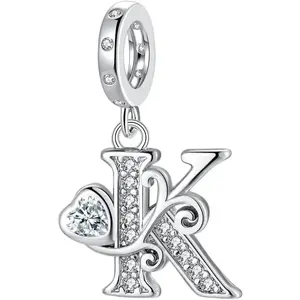 Letter Charms for Pandora Bracelets Silver Alphabet Initial Charms Bead Pendant Jewelry Gift for Women