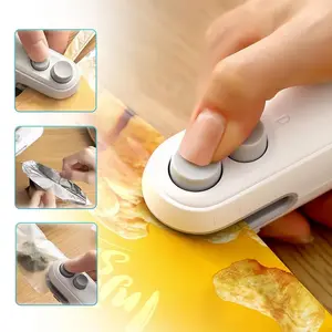 Rechargeable 2-in-1 Portable Bag Sealer & Cutter – Mini Heat Sealer for Snacks, Chips & Plastic Bags – Keeps Food Fresh at Home or Outdoors – Easy to Use – White
