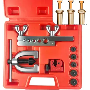 Brake Line Flaring Tool Kit, 3/16", 1/4", 5/16", 3/8" and 1/2" Double & Single Tubing Flare Tool for Copper and Aluminum Fuel Line Tube