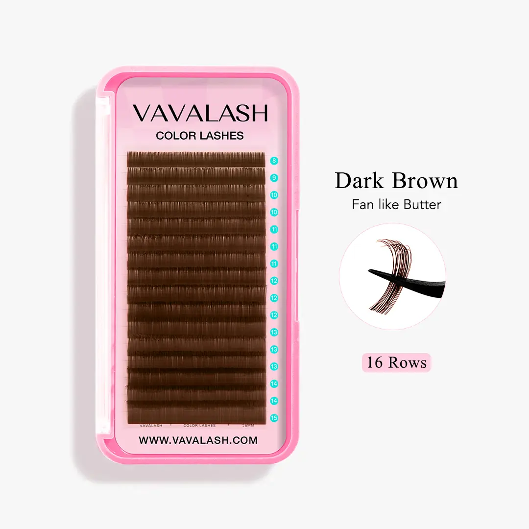 VAVALASH Premium Korean Cosmetic D Curl Dark Brown Volume Eyelash Extensions Tray, 0.07mm Thickness, 8-15mm Mixed Lengths, Lightweight Flawless Durable DIY Individual Lash Extensions for Makeup