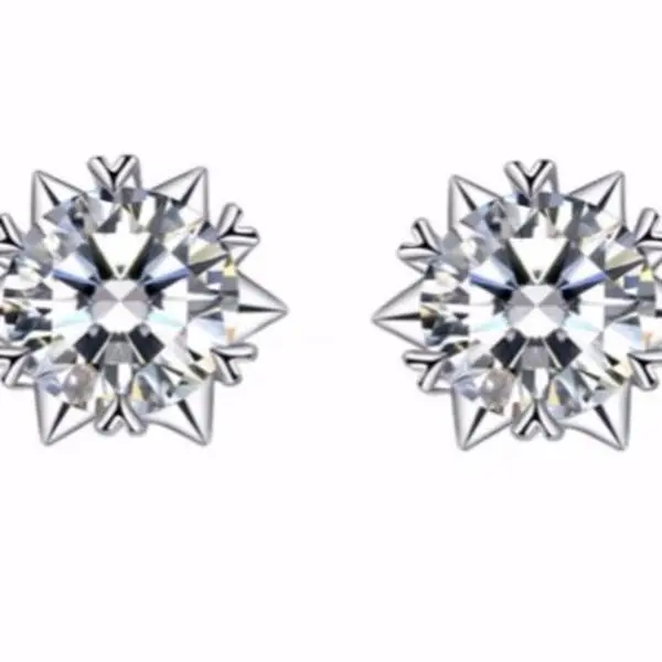 .925 sterling silver vvs 1.00ct snowflake earrings