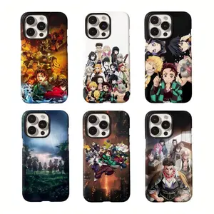 Hot Anime Unique Artistic Demon S-Slayer Group Portrait Phone Cases for IPhone 17 Promax Pro Air 16 Plus 15 14 13 12 11 Soft Tpu Hard Bumper Shell Shockproof Protective Cover Gift For Birthday Christmas Halloween