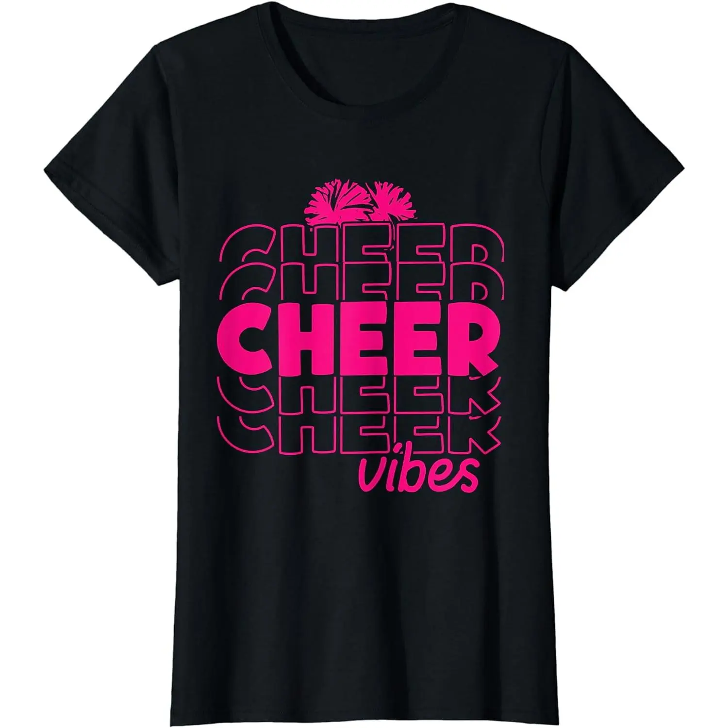 100% Cotton Cheer Vibes Cheerleader Rebel Cheerleading Outfit Girls T-Shirt
