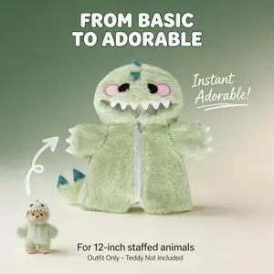 TEDDY HUGGY Clothes Only - For 12-Inch Plush Bears |12-Inch Green Dinosaur Jumpsuit