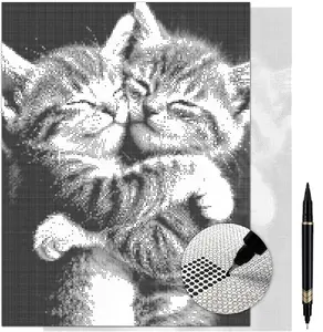 Cuddling Kittens Dot Painting Kit for Adults — 13×17 Canvas with Dual-Tip Marker