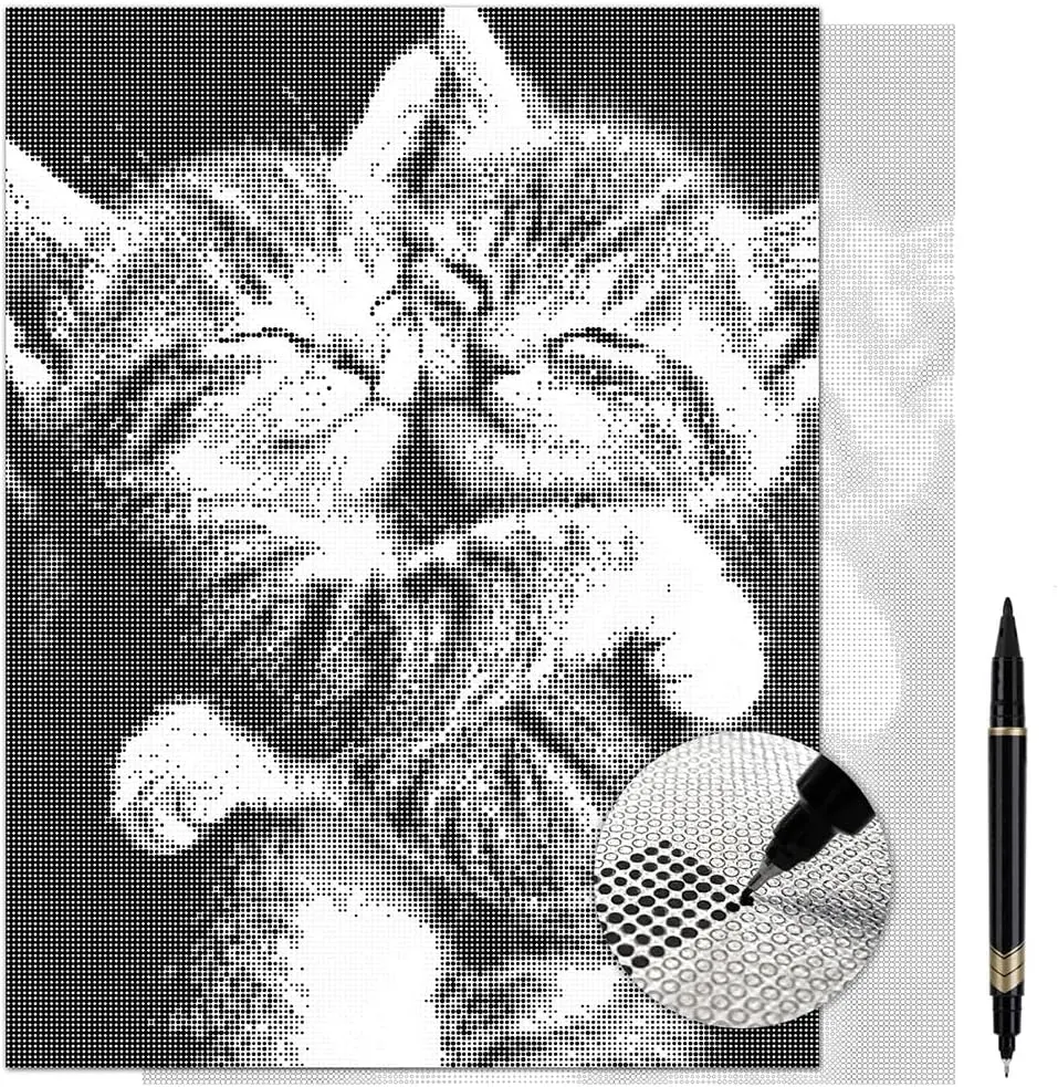 Cuddling Kittens Dot Painting Kit for Adults — 13×17 Canvas with Dual-Tip Marker