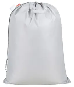 Extra Heavy Duty Large Laundry Bag with Sturdy Handles and Drawstring Closure, 28 x 36 inches Storage Bag for Basket, College, Dorm, Travel, Silver
