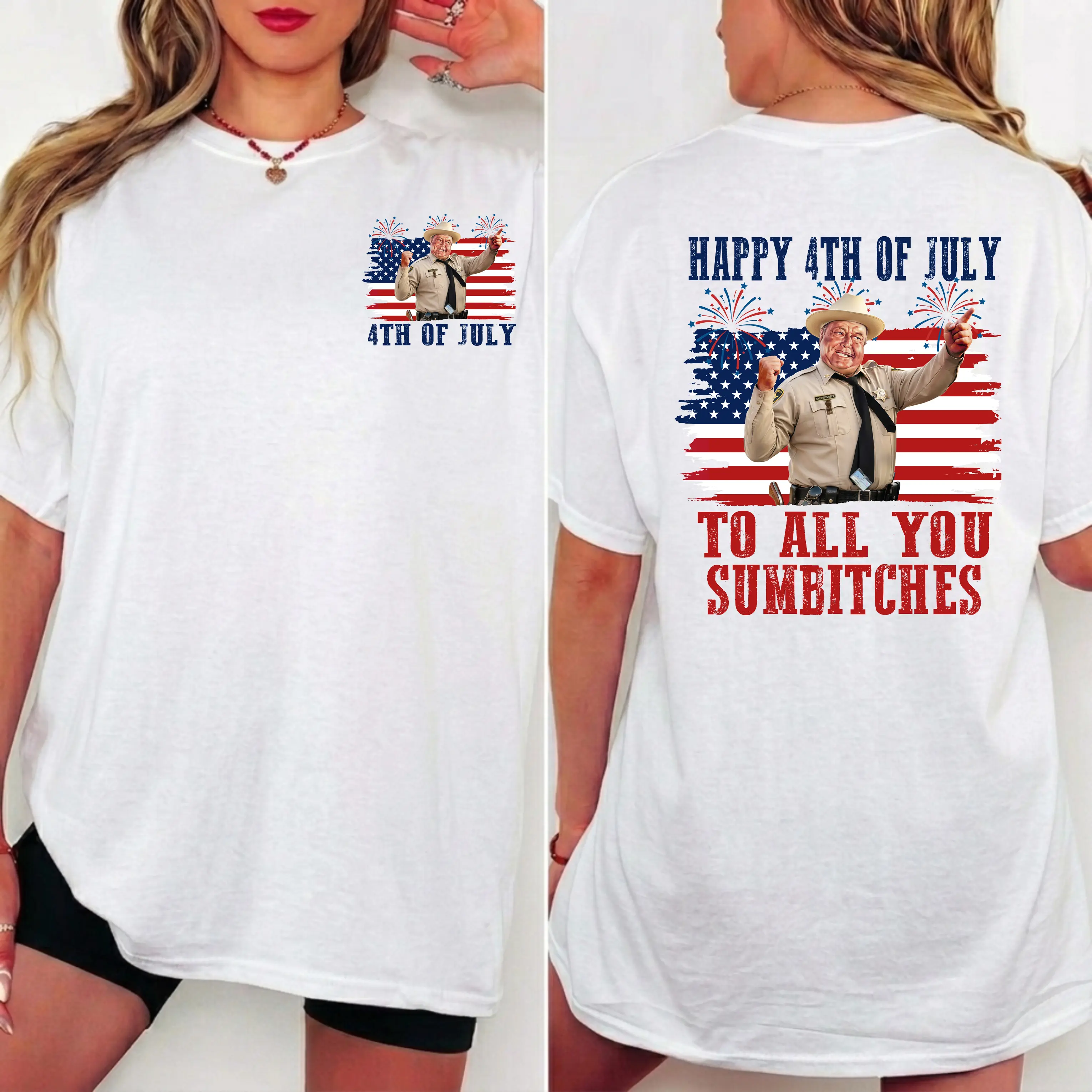 Happy 4th Of July To All You Sumbitches Shirt, Smokey And The Bandit Movie T-Shirt, Classic Movie Quote Tee, Funny Show Fireworks T-Shirt for Independence Day, MADE IN USA