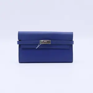 Pre-owned HERMÈS Leather Small Leather Goods Hermes Epsom Kelly Longue Wallet Bleu Electrique Cobalt W20920