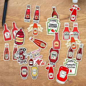 Stickers Pack 20 Pcs Ketchup Vinyl Bottle Car Laptop Water Waterproof Luggage Bumper Guitar Bottle Colorful Skateboard Aesthetic Bike