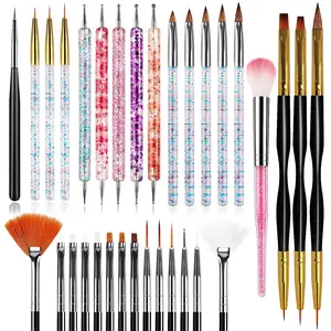 32PCS Nail Art Tools Set - Acrylic Applicator, Dotting Tools, Liner Pens, Dust Cleaner, Drawing Utensils for Beginners & Salon Manicure/Pedicure Use