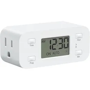 P-PDT06    24 Hour Programmable Digital Timer Outlet, Timers for Electrical Outlets, Light Timer for Indoor Lamp Fan Aquarium, 1 Grounded Outlet, 125V/15A/1000W, 3 Prong, 1/2 HP, 1 Pack