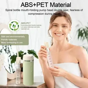 4-In-1 Leak-Proof Travel Bottles, Portable Compact Refillable Containers for Shampoo, Lotion, Toiletries, Easy Press Design, Ideal for Travel & Business