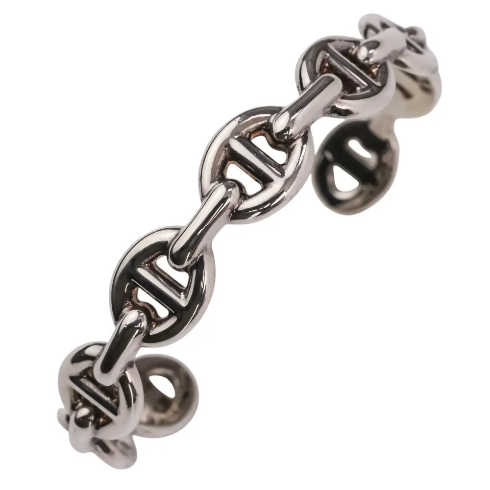 Pre-owned HERMÈS Sterling Silver 925 (Ag925) Small Leather Goods Hermes Chaine dAncre Enchaine Ag925 bracelet