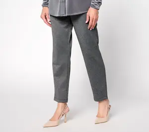 Susan Graver Regular Soft Metallic Knit Slim Leg Ankle Pants