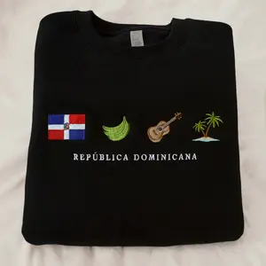 República Dominicana Embroidered Shirt, Sweatshirt Or Hoodie – Classic Heritage Inspired Apparel. A Timeless, Unisex Statement Piece And Meaningful Gift Celebrating Colombian Pride, Culture, And Everyday Style