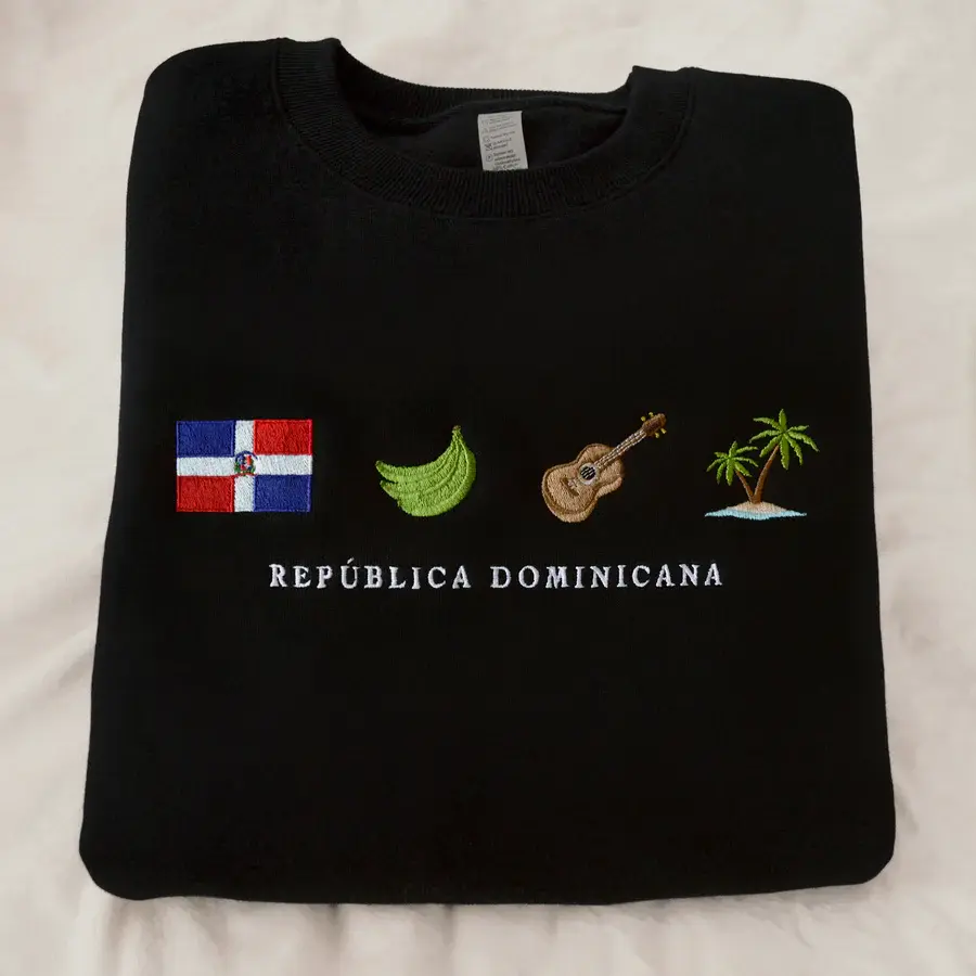 República Dominicana Embroidered Shirt, Sweatshirt Or Hoodie – Classic Heritage Inspired Apparel. A Timeless, Unisex Statement Piece And Meaningful Gift Celebrating Colombian Pride, Culture, And Everyday Style