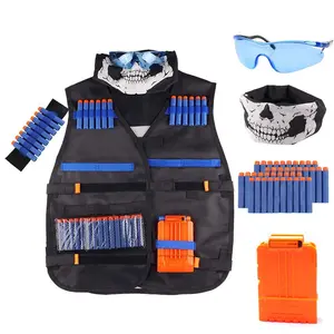 Kids Vest Kit Nerf Guns Series Refill Darts Tactical Mask Wrist Band and Protective Glasses Nerf Vest Toys