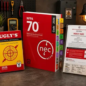 NFPA 70 National Electrical Code 2026 Spiral Book with Index Tabs and Ugly Electrical Reference Materials
