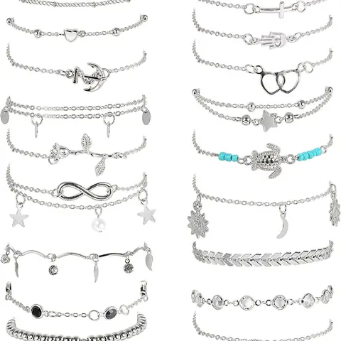 20Pcs Ankle Bracelets for Women Adjustable Beach Anklet Set Surfer Anklet Heart Star Turtle Infinite Anklets Foot Jewelry Wearable Jewelry Trendy Jewelry Trendy Jewellery Accessories