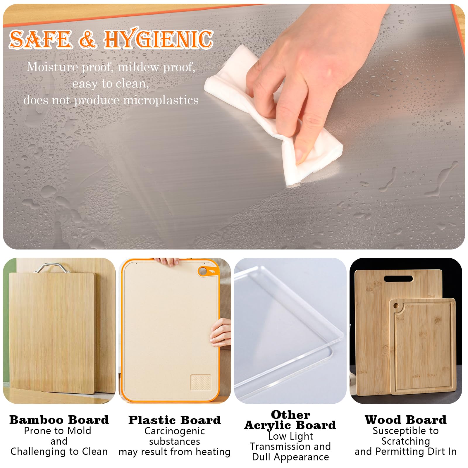 Stainless Steel Cutting Boards for Kitchen, Kneading Cutting Board Mats, Metal Cutting Board for Meat, Fruits, Vegetables, Bread, and Baking Small Cutting Boards (40 x 60cm/15.7 x 23.62 in)