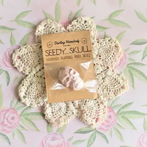 Darling Hombody Handmade Plantable Paper Seedy Skull Wildflowers 1 Inch Long 0.75 Wide Tall Eco Friendly PLA Packaging Easy Gardening Kit