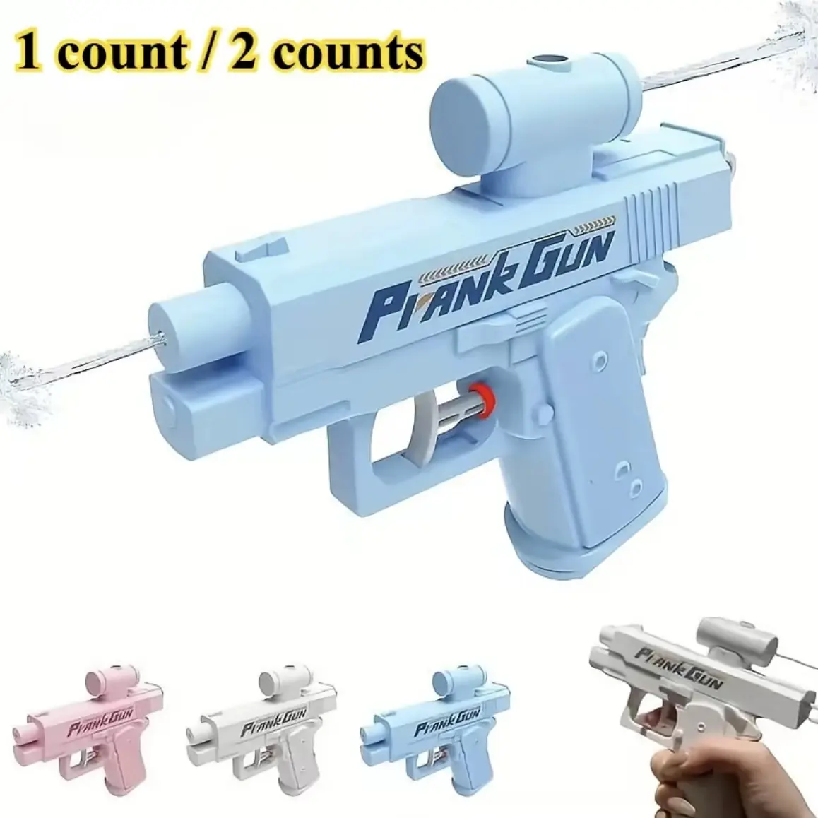 Prank Water Gun Toy - Funny Reverse Squirt Gun Soaks the Shooter, Dual Trigger Summer Pool Beach Outdoor Gag Gift for Kids Adults, 1 or 2 Pack prop