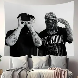 Suicide Music Theme Pattern Tapestry, Cool Art Wall Hanging for Boys and Girls Room Decor, Wall Hanging for Bedroom, bedroom decor cool stuff for room