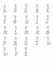 Cute Bubble Silver Color Letter Alphabet Detail Pendant Necklace Charm, Lucky Crystal Pendant From A-Z, Sparkling Alloy Bag or Backpack Charm, Perfect Gift for Spring & Summer