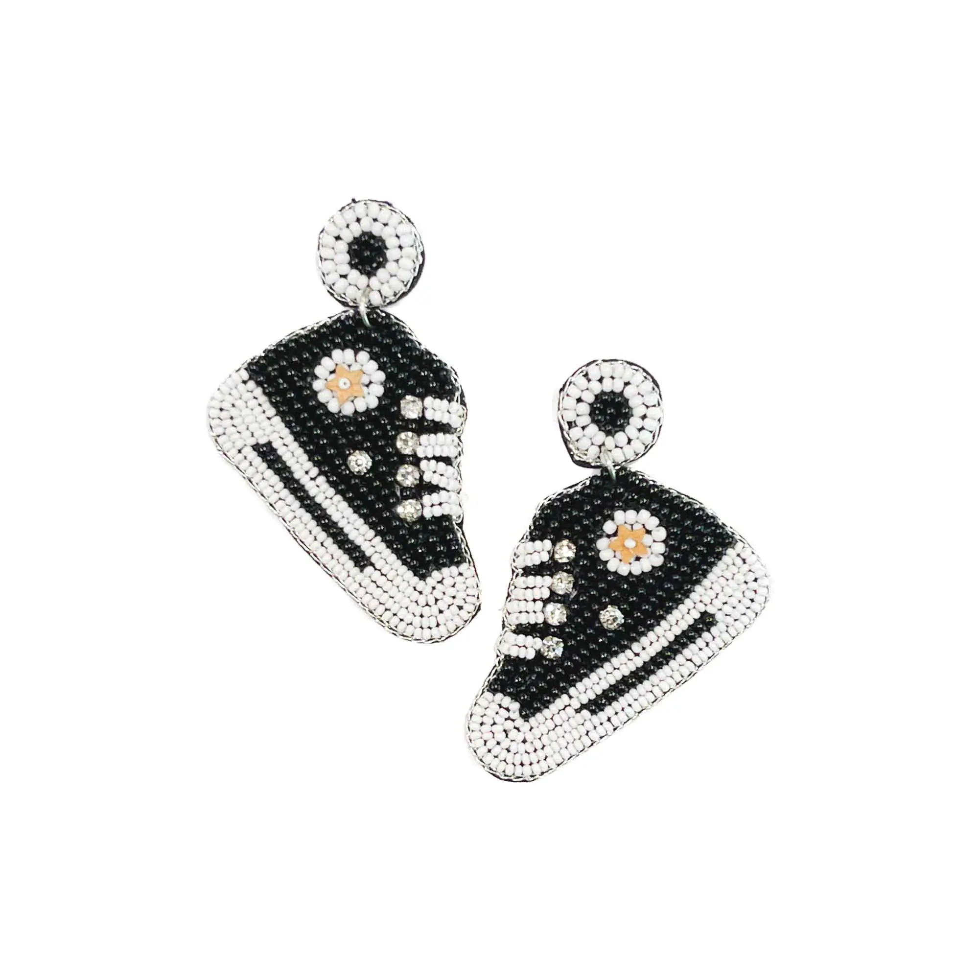 Black Shoes Beaded Earrings