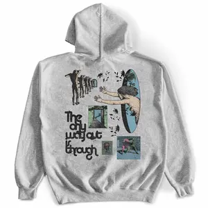 Awake Happy - The Only Way Out is Through Hoodie Menswear Unisex Womens Sweaters Pullover Big Baggy Graphic Print Cotton Polyester Blend Gildan Soft Tops DTG Printed Mindfulness Spiritual Motivational Self Help Mental Health