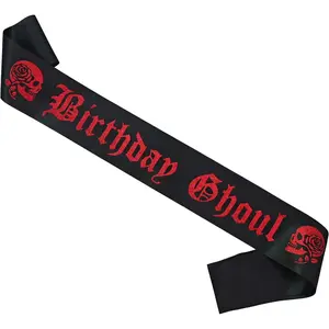 Birthday Ghoul Sash, Gothic Birthday Sash, Halloween HBD Girl Accessories, Goth, Spooky, Emo Bday Decorations, Red