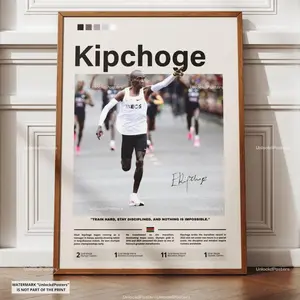 Eliud Kipchoge Poster, Kipchoge Artwork, Kipchoge Wall Art, Marathon Runner Wall Art, Olympic Champion Print Decor, Eliud Kipchoge Print