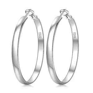 925 Sterling Silver Wide Hoop Earrings for Women - Large Hoop Design, Hypoallergenic, Lightweight, Big Hoop Earrings for Women
