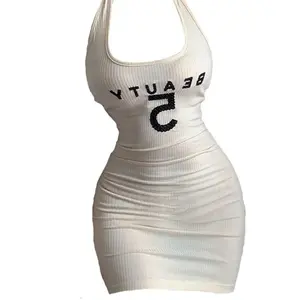 Sports Halter Neck Strap Dress for Women Summer Hot Girl Sexy Elegant Slim Fit Design Slimming Bodycon Short Dress Casual Womenswear