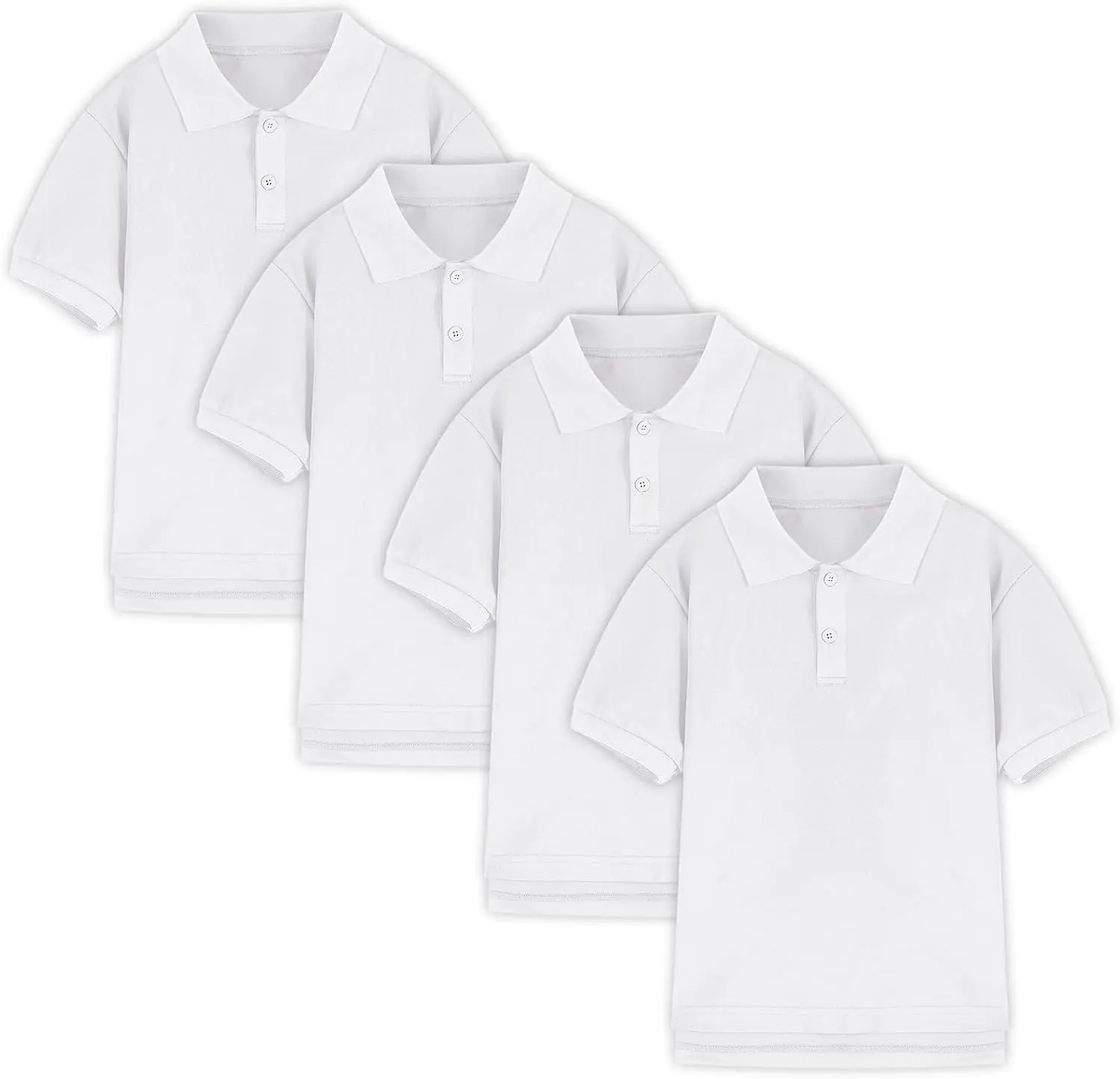 Boys' 4-Pack Short Sleeve Performance Pique Polo Shirts, Kids' School Uniform Tops for School Look, Golf Wear