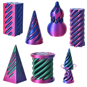 3D Printed Impossible Passthrough Cone (6 Pack) • Optical Illusion Spiral Pyramid Fidget Toy • Smooth Sliding Kinetic Desk Toy for Adults Kids Anxiety