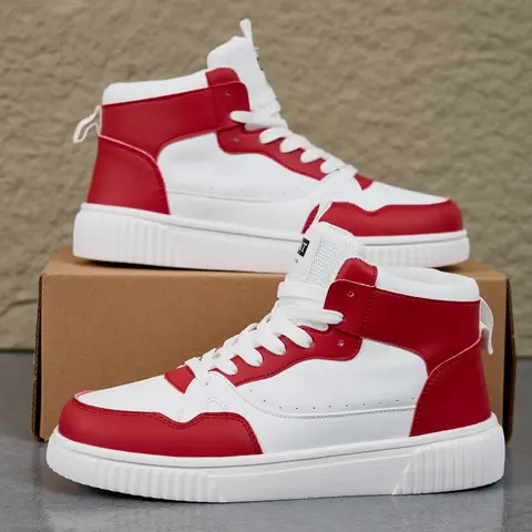 Men's High Top Casual Shoes, Lightweight Comfortable Sneakers, Fashionable All-Season Board Shoes, Stylish and Versatile Footwear, Walking Shoes, Casual Walking Trainers, Trendy Trainers