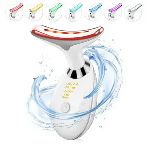 7-Color LED Face & Neck Massager Wand - Red Light Therapy, Skin Tightening, Anti-Aging Wrinkle Remover, Double Chin Lifter with Heating & Vibration for Home Beauty Care