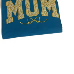 Perfect for  summer Mom Applique diamond stitch embroidery t-shirt