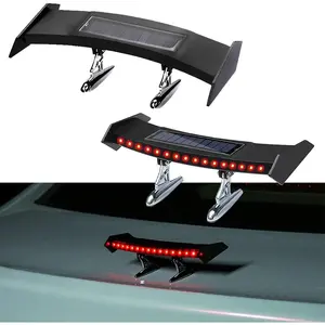 Mini Spoiler Auto Car Tail Decoration Spoiler Wing Carbon Fiber Can be luminous solar charging Punch-free tail light